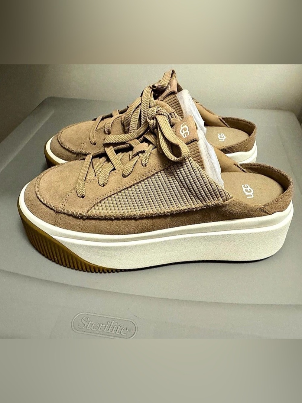 UGG EZ-Duzzit Mule Platform Sneakers in Sand New